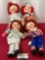 Set of 4 Raggedy Ann Dolls, Knickerbocker & Unmarked, largest is 12 inches