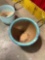2 pcs Light Blue Ceramic Garden Planter Pots. Very Good Condition. See pics.