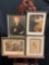 4 Framed Prints, Currier & Ives, Caravaggio, Young Scholar, Old Photo, larger is 15h x 11.5w inches