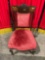 Antique Walnut? Parlor Chair w/ Cranberry Cushions, Sweet Marquetry & Inlay Details. See pics.