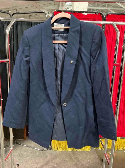 Vintage Women's Size 4 Miss Pendleton Navy Blue Wool Blazer w/ Duck Lapel Pin. See pics.