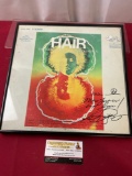 Framed Vintage Hair the Musical Record, Autographed by Shelly Plimpton, 1968, 13 inches square