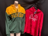 Green Bay Packers Zip Up Hoodie, & Wisconsin Badgers Pullover size Womens XL & Mens M, w/ Tags on