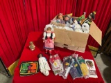 Box of Assorted Vintage Dolls. Traditional Dress, Cloth Dolls, Puppets & More! See pics.