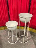 2 pcs Pale Grey Metal & Plastic Plant Stand Flower Pot Holders. 26