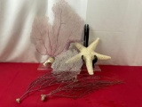 Pairs of Sea Fans, & Sea Whips, Ceramic Starfish piece, 7 inch in diameter