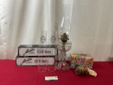 Aladdin Pair of Chimneys, Lamp Conversion & Socony Kerosene Lamp