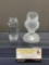 Pair of French Glass Owls, Cofrac Art Verrier Signed, 3.5 inch & Schmid Frosted Paperweight, 4.5 in