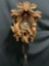 Vintage German Cuckoo Clock MFG Co. w/ Pinecone weights. 14h x 11w x 7.5d inches