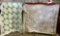 2 pcs Vintage Green & White Hand Sewn? Blanket Quilts, Florals & Fun Triangles. See pics.