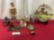 Asst. Small Figures, Pipe, Swiss Bells, HB Wine Cork & Screw Wooden Figure, Dutch Plate, & more