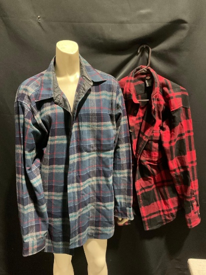 Pendleton Size L & Dickies Size M, Flannel Shirts, Blue & Red Plaid patterns