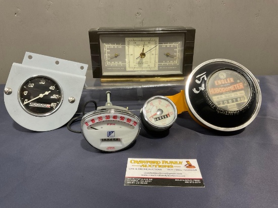 Vintage Vespa Speedometer & Odometer, Engler Hubodometer, Cushman Speedo & Airquick Weather Station