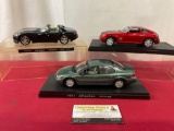 Three Model Cars, 1995 Chrysler, 1996 Dodge Viper & Magnum, in Display Cases, 11 inches