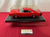 1969 Dodge Charger 500 Model Car, in display case, approx 11 inches, 1:18 Scale