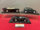 3 Diecast Car Models, 57 Chrysler 300C, 96 Dodge Caravan & Dodge Viper RT 10 in display cases