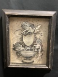 Vintage Framed Cherub Shadowbox, 3D Print, signed by artist, 13h x 10.5w inches