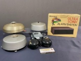 5 Vintage Fire Alarms, 2x Emdeko model no 115-A, Safe House Ultra Sonic Alarm System, General Ele...