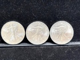 3 X 2017 Uncirculated .999 Silver 1 oz. American Eagles nice coins