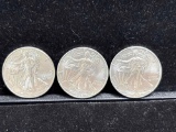 3 X 2017 Uncirculated .999 Silver 1 oz. American Eagles nice coins