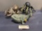 Whale Yard Art Hose Sprinkler, Steampunk Octopus w/ Compartment & Black/Gold Ceramic piece