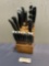 Assortment of Knives, 5 Wusthof, 1 Henckels, 3 Pampered Chef, Gerber Honing Rod w/ Knife Block