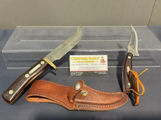 Pair of Schrade Old Timer Fixed Blade Knives, #152 w/ Sheath & #165