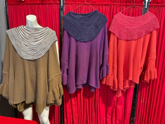 3 pcs Designer Threads Peruvian Alpaca Wool Sweaters. Size L? Excellent Condition. See pics.
