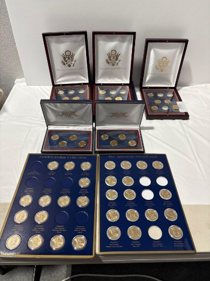 Uncirculated US Commemorative Gallery 2007-2012 Presidential dollars In Various Display forms