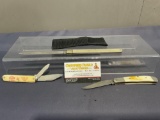 Rosco Stainless Long Knife, Coca-Cola Pocket Knife, & Nice Parker-Edwards Pocket Knife in sheath