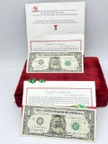 Hard to find 2x 1993 Safeway Promotion Santa Dollars ( Legal tender ) In original Holders