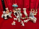 18 pcs Vintage Miniature Porcelain Assortment. Shoe S&P Shakers, Cats & Dogs! See pics.
