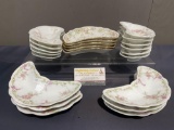 22 pieces, Haviland Limoges, 5 Homer Laughlin, 5 ZS & Co Orleans, Snack/Appetizer Half Moon Plates