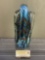 Large Art Glass Piece, Rainbow Metallic patterns, clear overlay, approx 11.5 inches tall