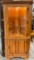 Vintage Tell City Illuminated Corner Curio Cabinet. Tested, Works. Excellent Condition. See pics.
