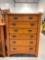 Modern Mission Style Oak Finish Tallboy Dresser w/ 6 Drawers. Excellent Condition. See pics.