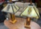Pair of Modern Arts & Crafts Style Table Lamps w/ Slag Glass Shades. Tested, Work. See pics.