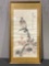 Vintage Framed Original Asian Watercolor of Hawk on Branch. Measures 23.5