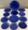 12 pcs Cobalt Blue Fiesta Ware Ceramic Plate Collection. Very Good Condition. See pics.