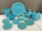 11 pcs Turquoise & Sky Blue Fiesta Ware Ceramic Dish Assortment. Excellent Condition. See pics.