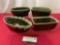 4 Pieces of Green Drip Vintage Hull Pottery, 2 rectangular F17 & F469, 2 oblong F77 & I-21