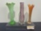 Set of Three 12 inch Vases, Fenton Marigold, Northwood Opalescent & Czech Art Glass Vase