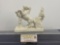 Vintage Stone Chariot & Horse Statue, approx 6.5h x 3.5w x 7d inches