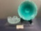 Pair of Art Glass Bowls, Gorgeous Blue On White w/ streaks of Metallic Gold & Clear w/ gold & White