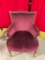 Lovely Vintage Parlor Accent Chair w/ Wine Red Velvet Upholstery. Very Good Condition. See pics.