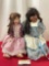 Pair of Vintage Vernon Sealey Porcelain Dolls, roughly 16-18 inches long, Blue & Purple Dresses