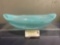Shiraleah Chicago Handmade Glass Bowl, Blue Swirl Glass Centerpiece, 14 inches long