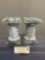 Pair of Gray Marble Columns, Bookends, or pedestals, both 6.5h x 4w x 4d inches