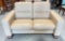 Modern JE EKORNES STRESSLESS Beige Leather Reclining Settee. Excellent Condition. See pics.