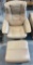 Modern EKORNES? Stressless Beige Leather Recliner & Ottoman - as is See pics.